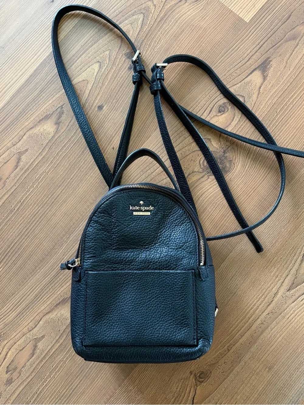 kate Spade woman’s Black Pebbled Leather Mini Backpack